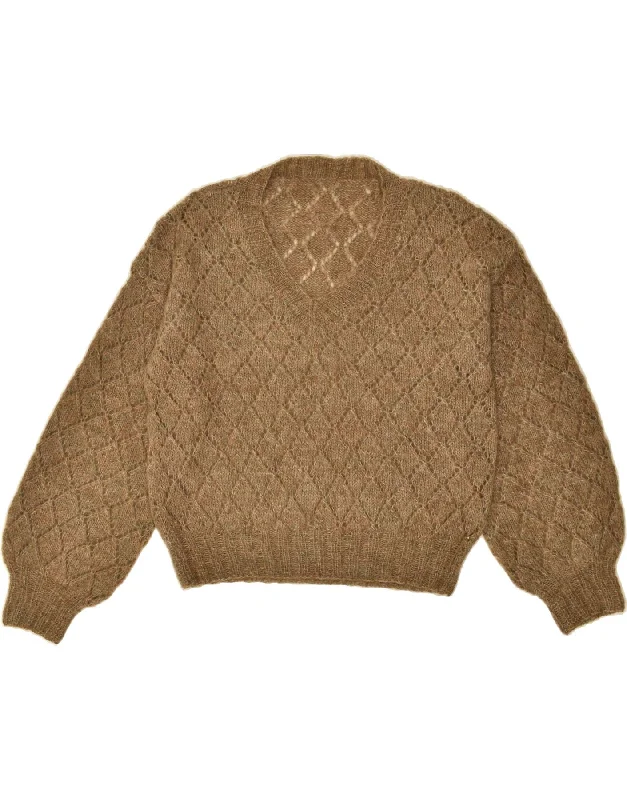 Extra Savings VINTAGE Womens V-Neck Jumper Sweater UK 16 Large Brown