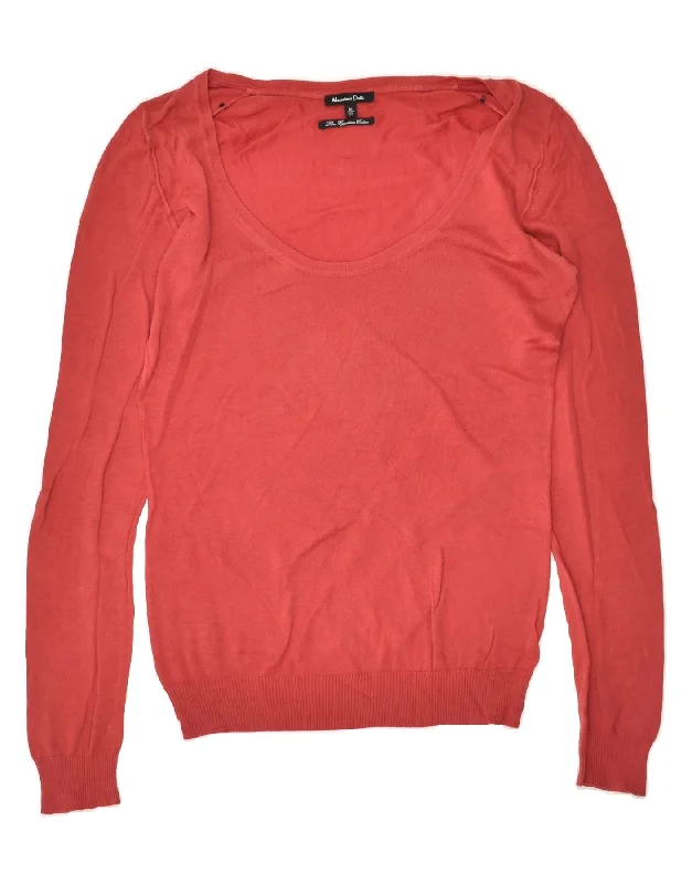 Savings Event MASSIMO DUTTI Womens Boat Neck Jumper Sweater UK 12 Medium Red