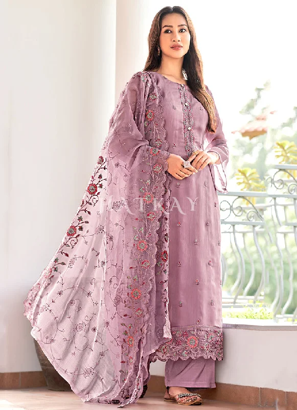 Sale Event Lavender Floral Embroidered Pakistani Suit