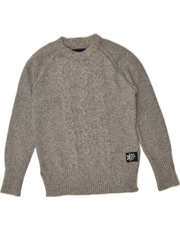 Final Markdown SUPERDRY Womens Crew Neck Jumper Sweater UK 10 Small Grey Wool