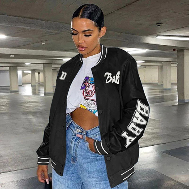 Today’s Deal Women Fashion Letter Printing Loose Jacket