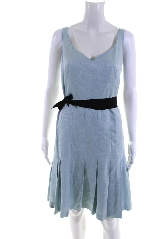 Reduced Prices Moschino Cheap & Chic Womens Side Zip Sleeveless V Neck Shift Dress Blue