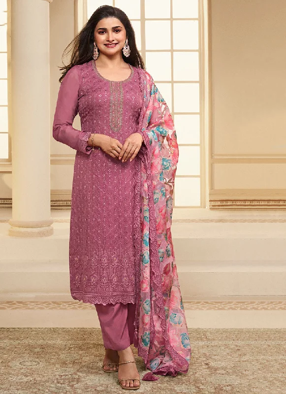 Today’s Deal Pink Schiffli Embroidery Traditional Pant Style Salwar Suit