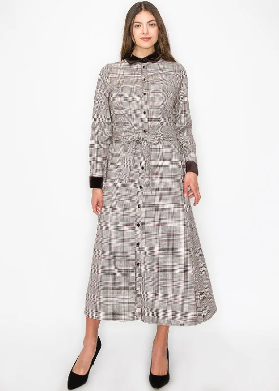 Weekend Deal Mauve Plaid Maxi Shirt Dress