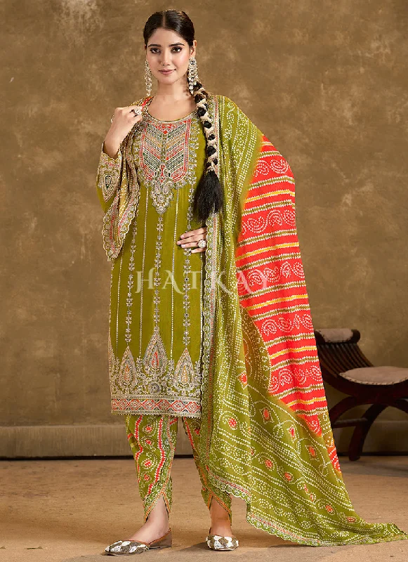 Midnight Madness Lime Green Multi Embroidered Dhoti Style Suit