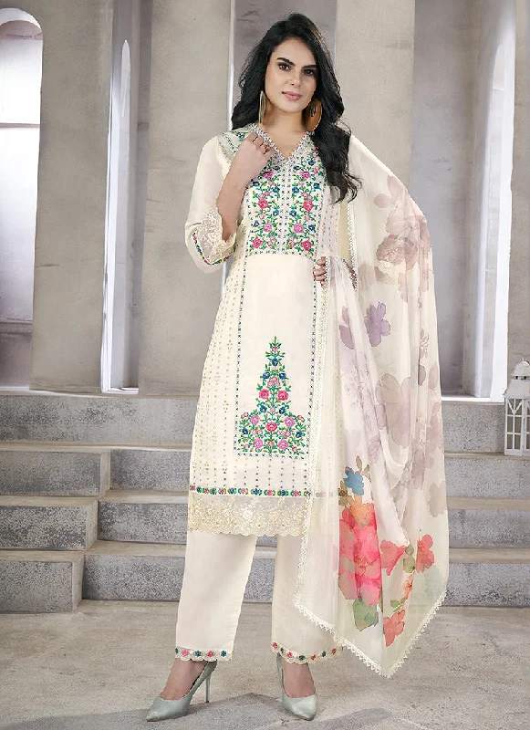 Clearance Sale White Multi Embroidery Chikankari Pakistani Salwar Kameez