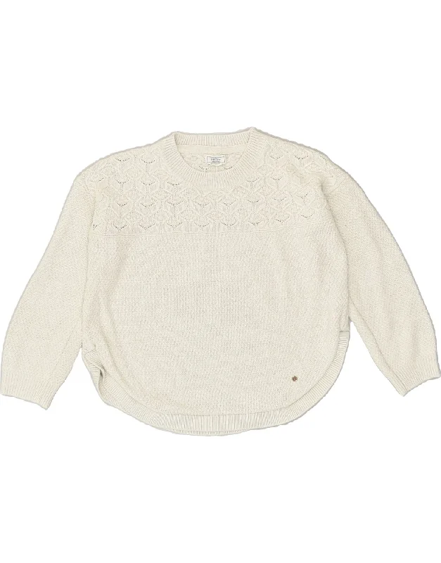 Markdown Madness FAT FACE Womens Loose Fit Crew Neck Jumper Sweater UK 10 Small White