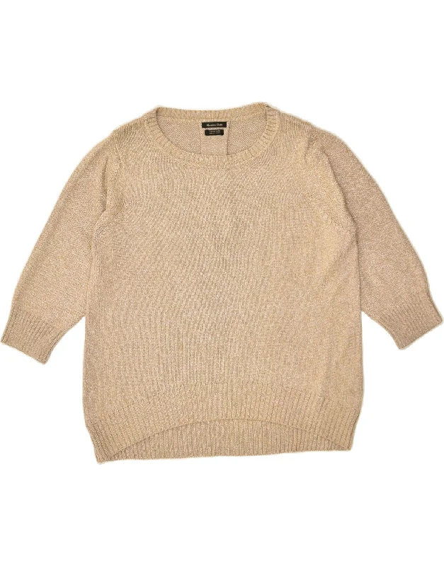 Fantastic Offers MASSIMO DUTTI Womens 3/4 Sleeve Boat Neck Jumper Sweater UK 16 Large Grey