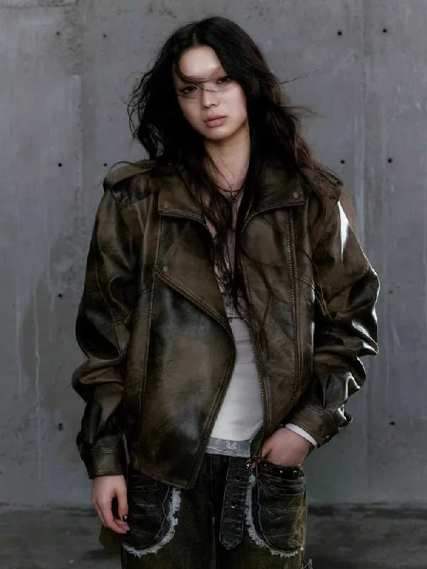One-DAY Sale Vintage Wash Moto Jacket