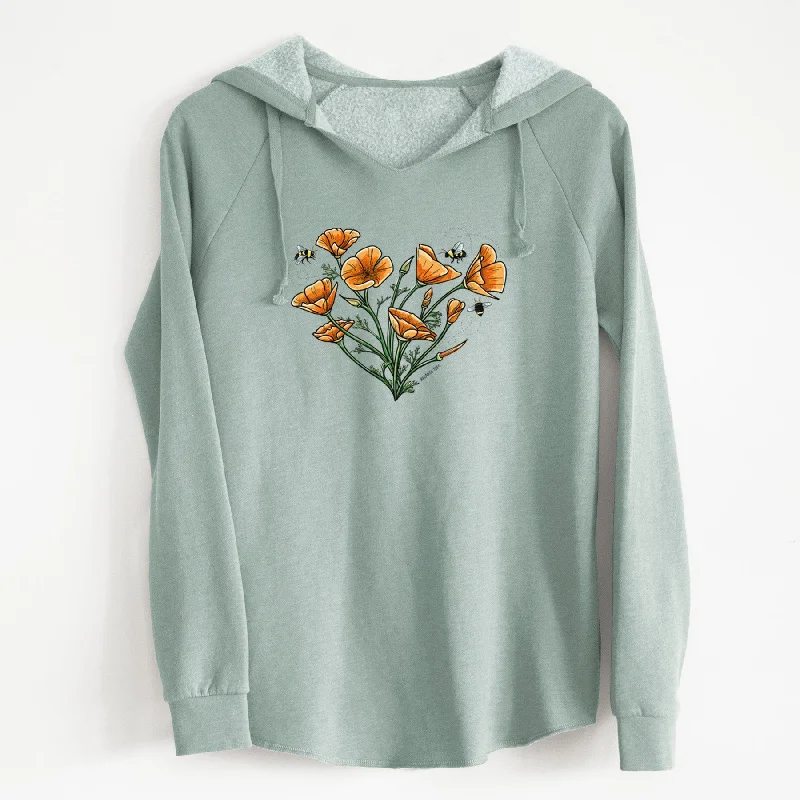 Price Drop Color California Poppy Heart - Cali Wave Hooded Sweatshirt