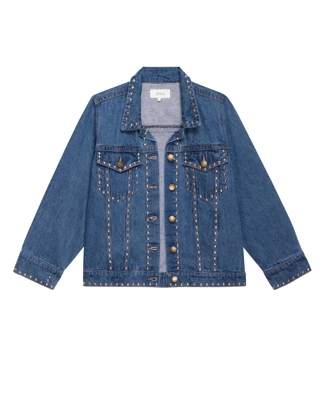 Early Access The Great Studded Denim Jacket. in Electric Blue Wash