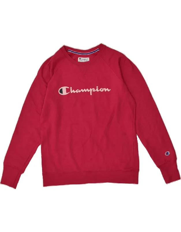 Massive Deals CHAMPION Womens Graphic Sweatshirt Jumper UK 16 Large Pink Polyester
