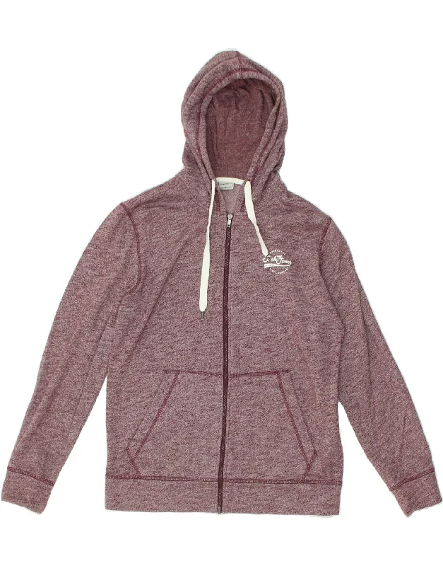 Customer Appreciation Sale JACK & JONES Womens Zip Hoodie Sweater UK 16 Large Maroon Cotton