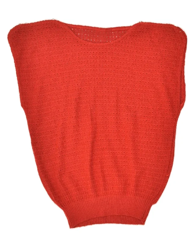 Stock Up and Save VINTAGE Womens Sleeveless Crew Neck Jumper Sweater UK 12 Medium Red