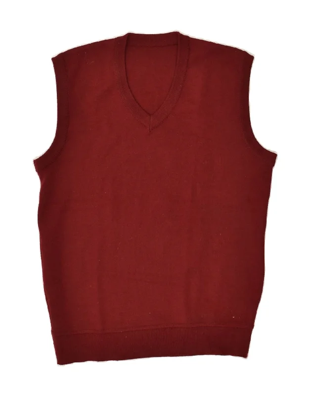 Year-End Sale VINTAGE Womens Vest Tank Top UK 20 2XL Burgundy Wool