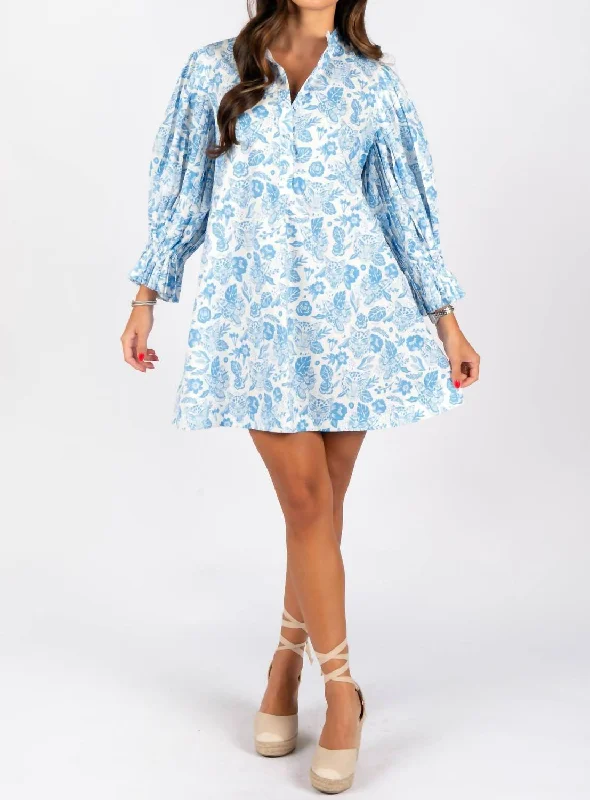 Today’s Deal Leopard Poplin Park Dress In Blue