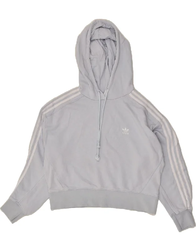 Massive Deals ADIDAS Womens Oversized Crop Hoodie Jumper UK 12 Medium  Blue Cotton