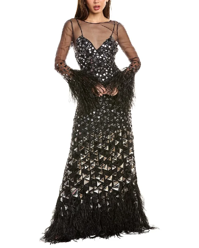 Members Only Alberta Ferretti Mirror Embellished Gown