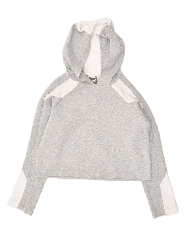 Fantastic Offers PUMA Womens Crop Hoodie Jumper UK 10 Small Grey