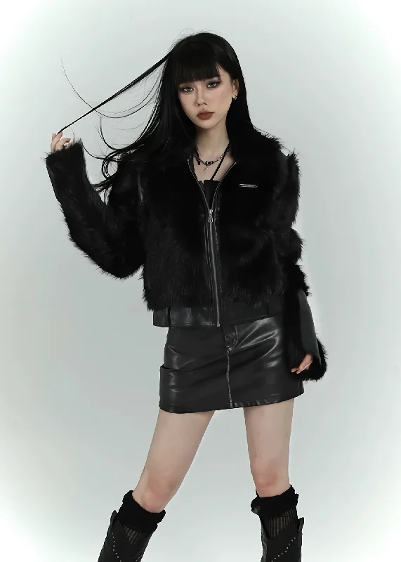 Big Discounts Black Faux Fur Bomber Jacket