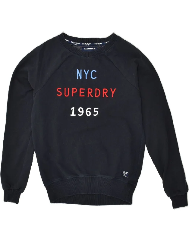 TIME-Limited Offer SUPERDRY Womens Graphic Sweatshirt Jumper UK 10 Small Navy Blue Cotton