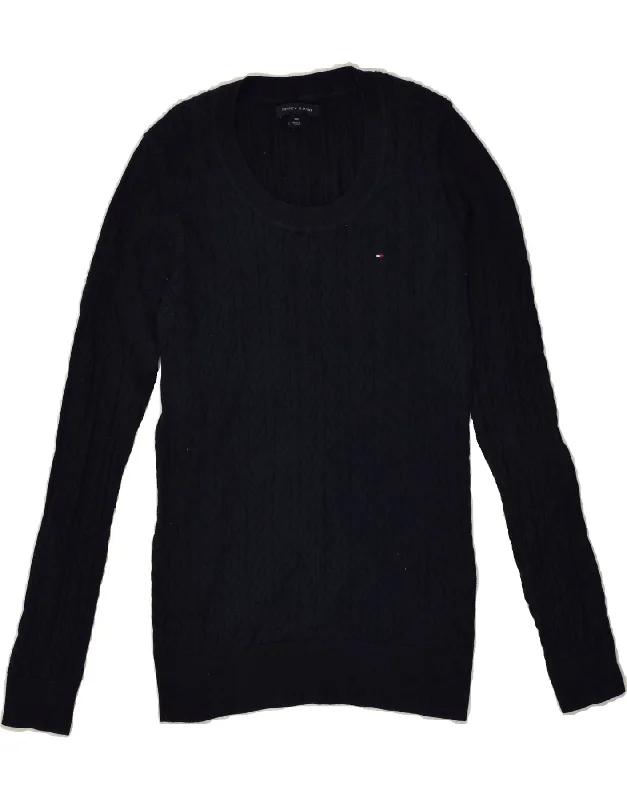 Markdowns TOMMY HILFIGER Womens Boat Neck Jumper Sweater UK 10 Small Navy Blue