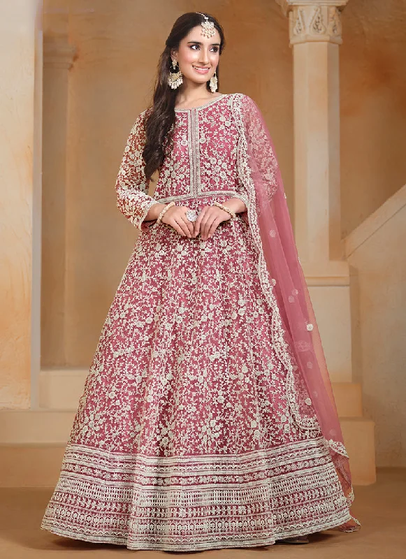 Savings Event Pink Embroidery Festive Anarkali Suit