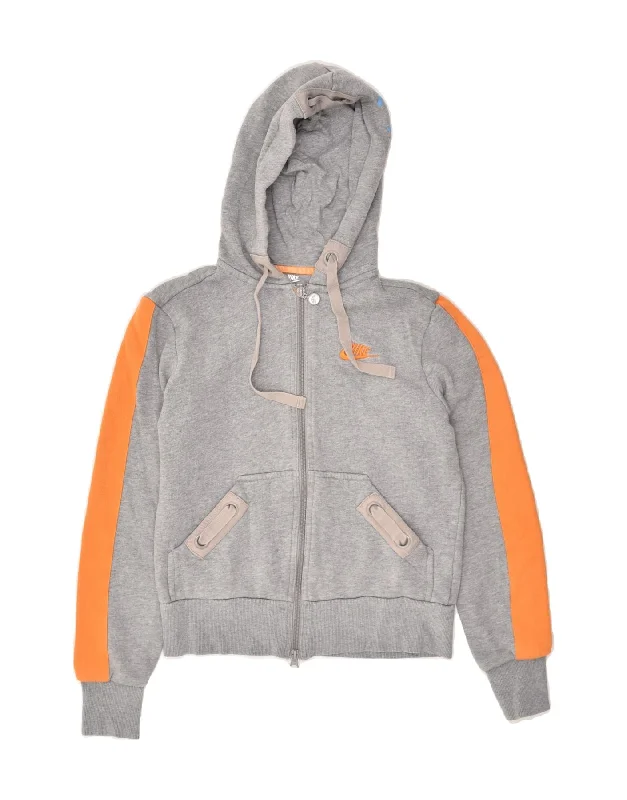 Get It Before It’s Gone NIKE Womens Zip Hoodie Sweater UK 10/12 Medium Grey Cotton