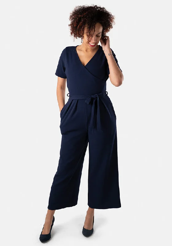 Inventory Reduction Marina Plain Navy Culotte Jumpsuit