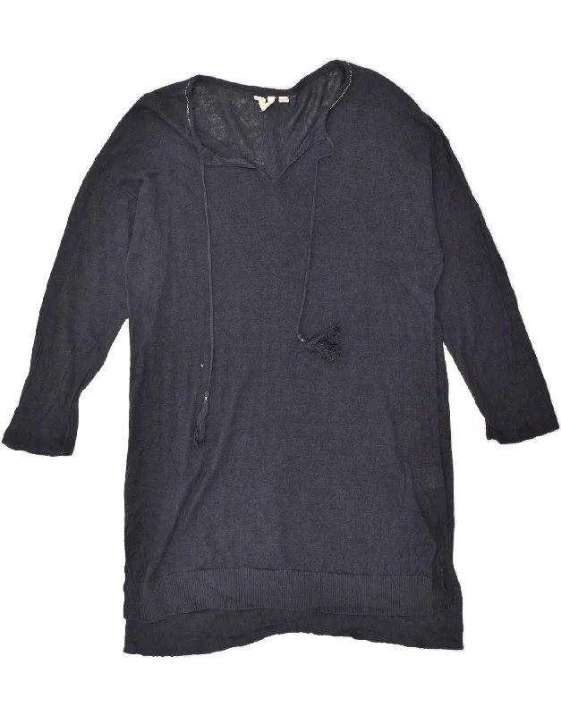 Referral Discount WHITE STUFF Womens Longline V-Neck Jumper Sweater UK 16 Large Navy Blue