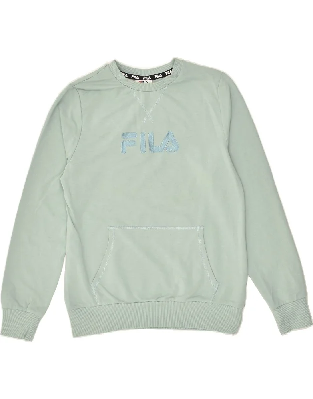 Savings Bonanza FILA Womens Graphic Sweatshirt Jumper UK 10 Small Green Cotton