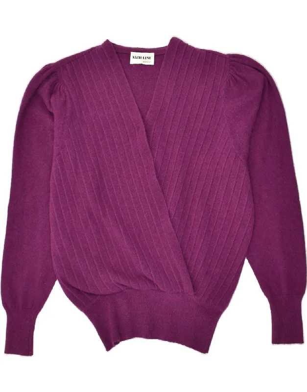 Early Access VINTAGE Womens V-Neck Jumper Sweater UK 12 Medium Purple