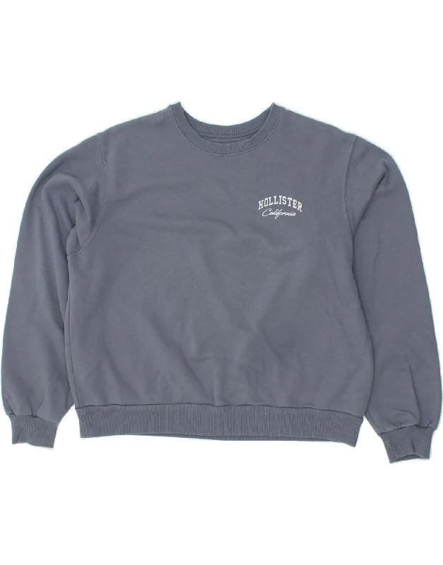 Amazing Deals HOLLISTER Womens Oversized Sweatshirt Jumper UK 6 XS Grey Cotton