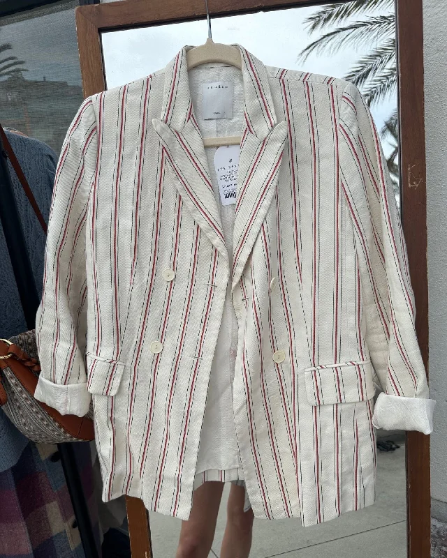 Bonus Savings Striped Cream Blazer