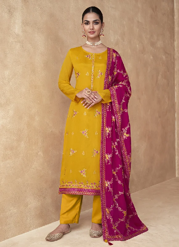 Hot Deal Yellow Sequence Embroidery Salwar Kameez