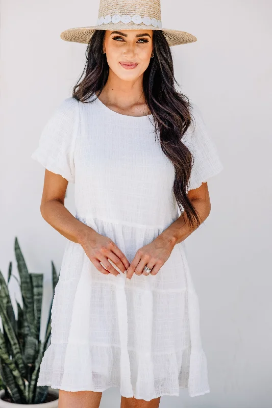 Special Price It All Makes Sense White Tiered Dress