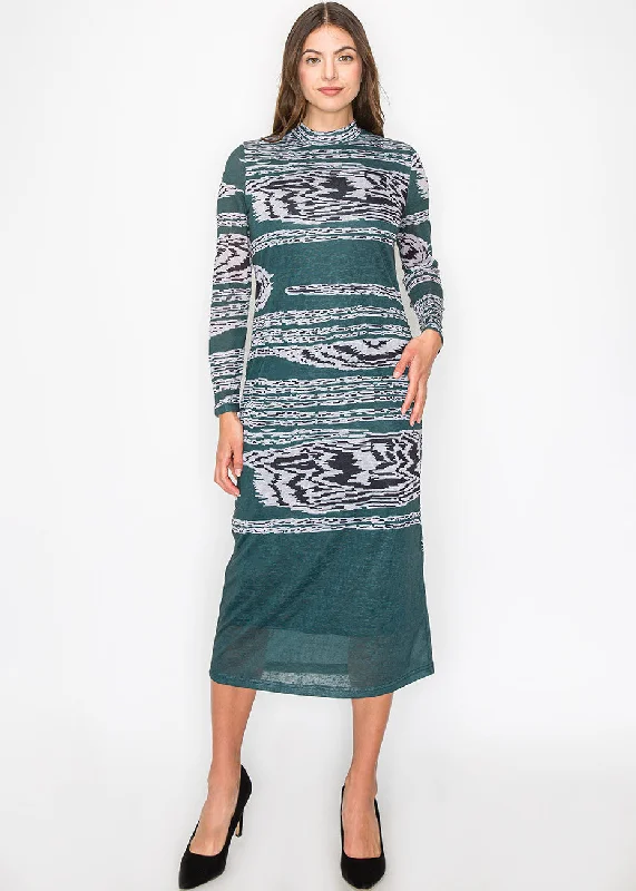 Savings Galore Artistic Green Print Dress
