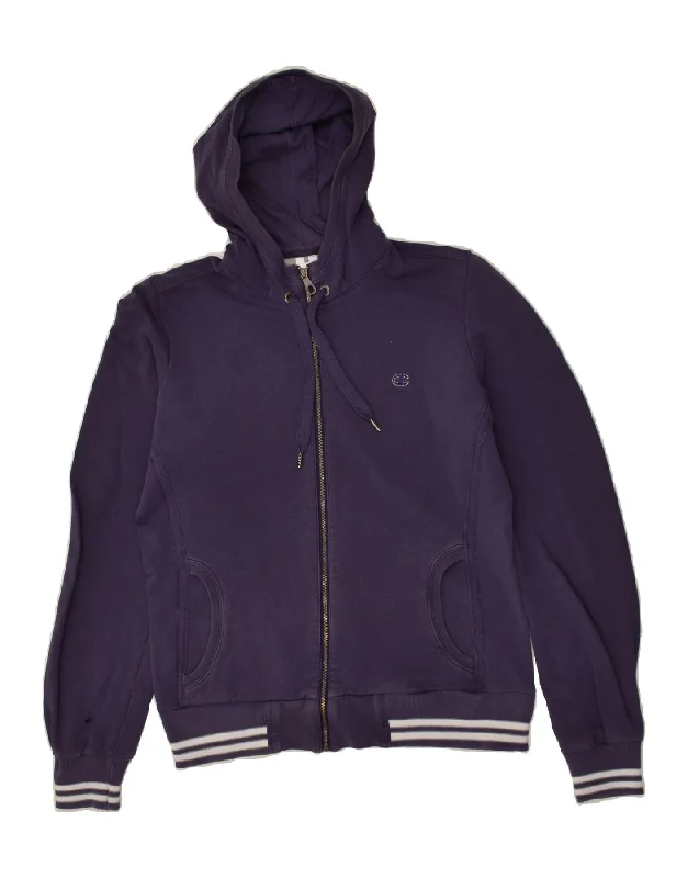 Massive Deals CHAMPION Womens Zip Hoodie Sweater UK 14 Medium Navy Blue Cotton