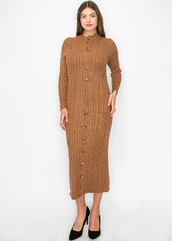 Deal of the Week Rust Cable Knit Button Dress
