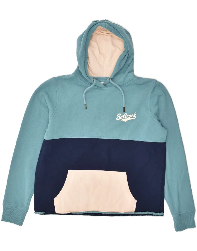 Last Chance SALTROCK Womens Hoodie Jumper US 10 Large Blue Colourblock