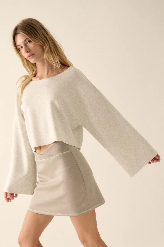Deal Mania Premium Scuba Wide-Sleeve Boatneck Pullover
