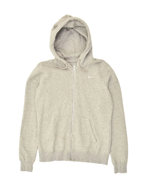 Lowest Price NIKE Womens Zip Hoodie Sweater UK 14 Medium Grey Cotton