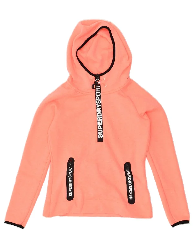 Price Blitz SUPERDRY Womens Graphic Hoodie Jumper UK 10 Small Orange Polyester