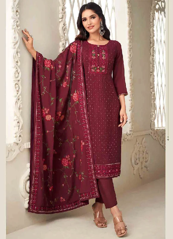 Exclusive Online Offer Cherry Red Floral Embroidery Traditional Salwar Kameez