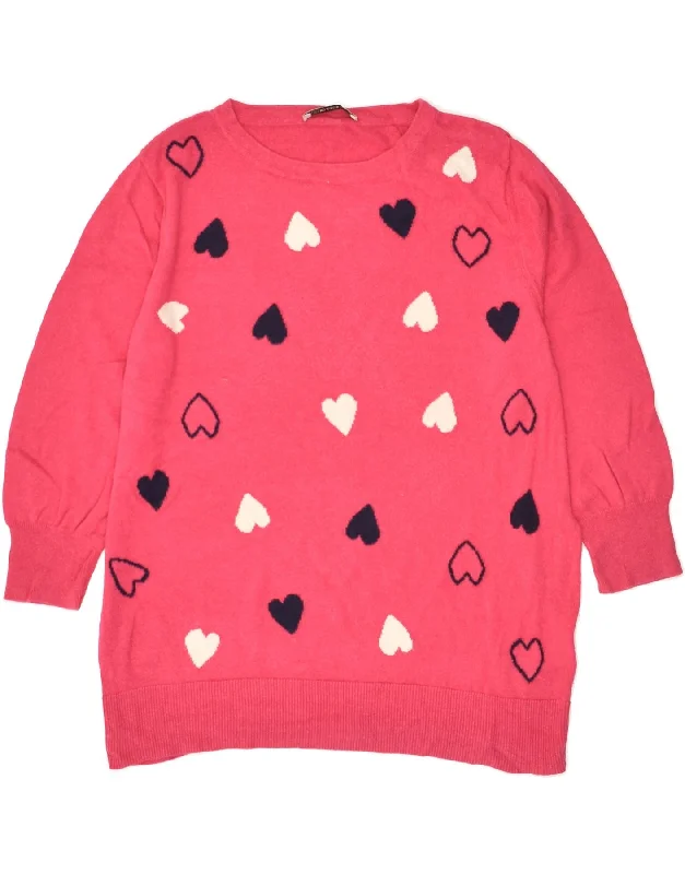 Discount Mania OASIS Womens Graphic Crew Neck Jumper Sweater UK 16 Large Pink Spotted