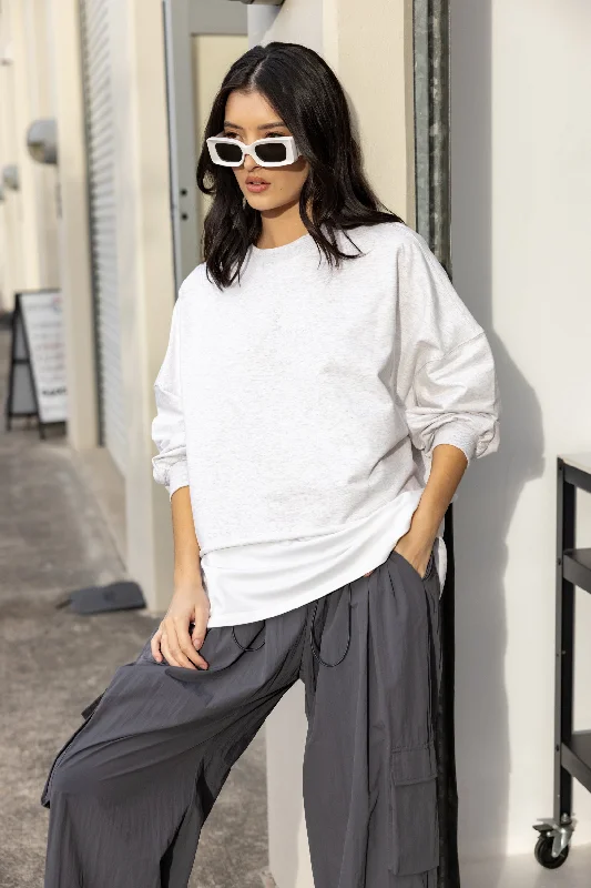 Overstock EDEN Long Sleeve Top Grey