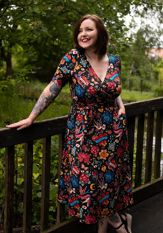 Markdowns Burchett Tattoos Print Midi Dress