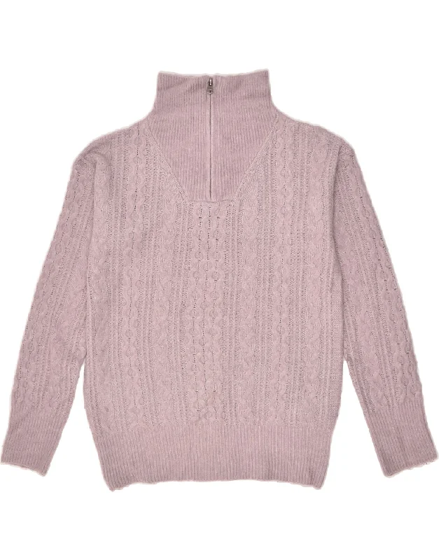 Midnight Sale FAT FACE Womens Zip Neck Jumper Sweater UK 8 Small Pink Nylon