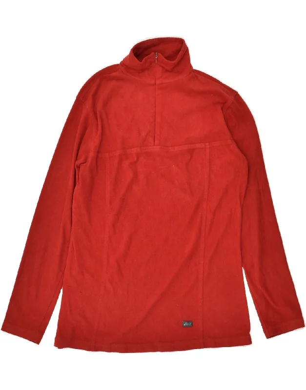 Deal Zone ASICS Womens Zip Neck Fleece Jumper UK 14 Medium Red Polyester