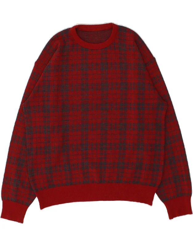 Limited Time Offer VINTAGE Womens Crew Neck Jumper Sweater UK 18 XL Red Check